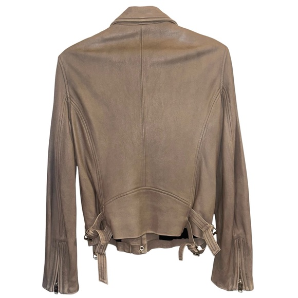 IRO Paris Han Lamb Leather Asymmetric Zip Buckle Side Wais Biker Moto Jacket - Picture 5 of 8